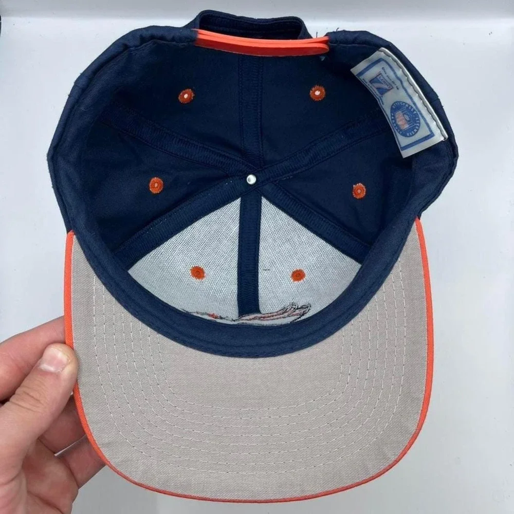 Vintage 90s Logo 7 Denver Broncos‎ Snapback Hat Cap Navy and Orange